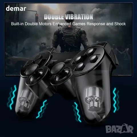 Zexrow PS3 безжичен контролер, за PS3, с двойна вибрация, USB зареждане, 2 броя, снимка 5 - Аксесоари - 49794261