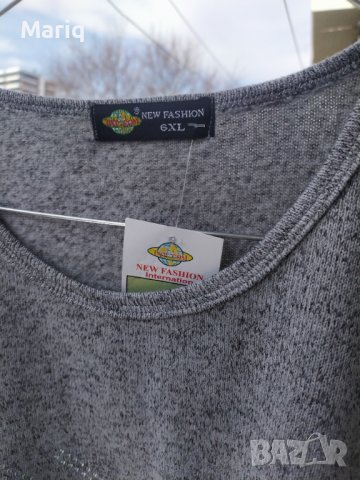 Нова блуза пуловер голям размер на етикета пише 6XL нова с етикет сива ПОДАРЪК ЗА КОЛЕДА НОВА ГОДИНА, снимка 4 - Блузи с дълъг ръкав и пуловери - 43172634