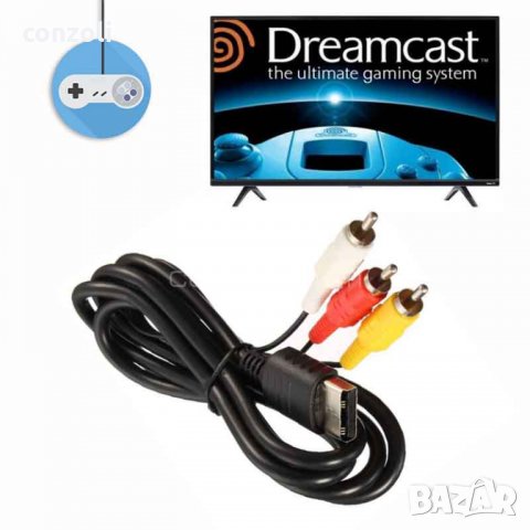 RCA аудио-видео кабел за SEGA Dreamcast, снимка 2 - Други игри и конзоли - 33417671