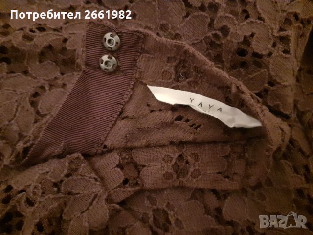 Кафява дантелена блуза, снимка 3 - Корсети, бюстиета, топове - 32812452