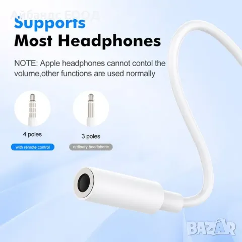 Адаптер за слушалки 3,5mm jack към USB C, снимка 4 - Аксесоари за Apple - 49411489