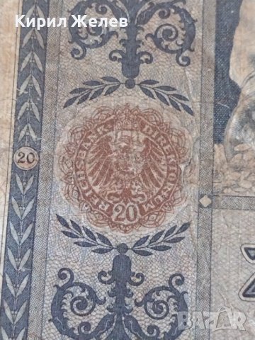 Райх банкнота 20 марки 1915г. Германия рядка за колекционери 28277, снимка 5 - Нумизматика и бонистика - 37142086