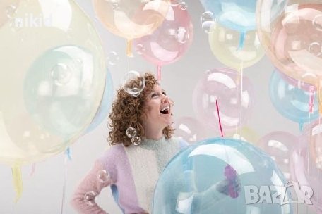 обикновен Балон цветен прозрачен кристал Rainbow за декор и пълнене с пера перца декорация латекс, снимка 3 - Други - 38086386