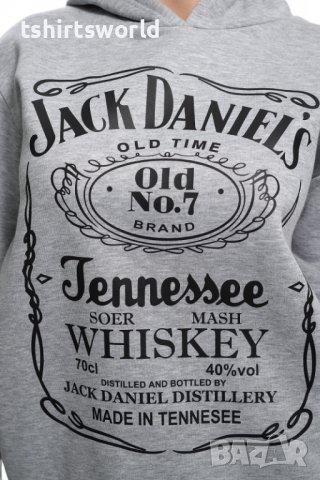 Нов дамски сив суичър с трансферен печат JACK DANIELS (Джак Даниелс), снимка 2 - Суичъри - 37007654