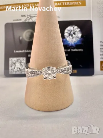 Сребърен пръстен с мойсанит (Диамант) 0.5 карата, снимка 3 - Пръстени - 50101893