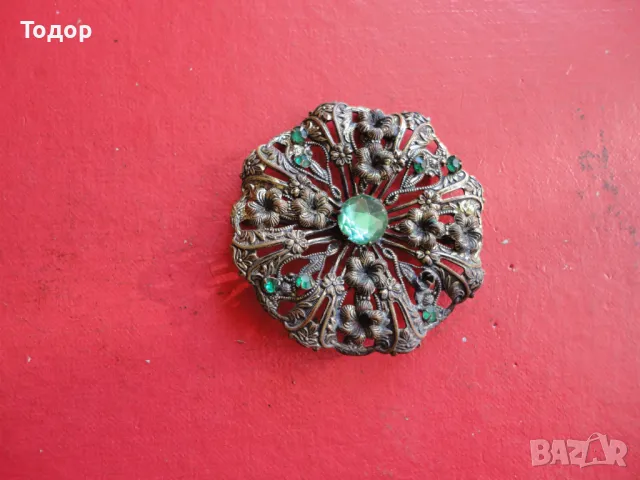 Позлатена брошка с камъни  33, снимка 2 - Други - 49125904