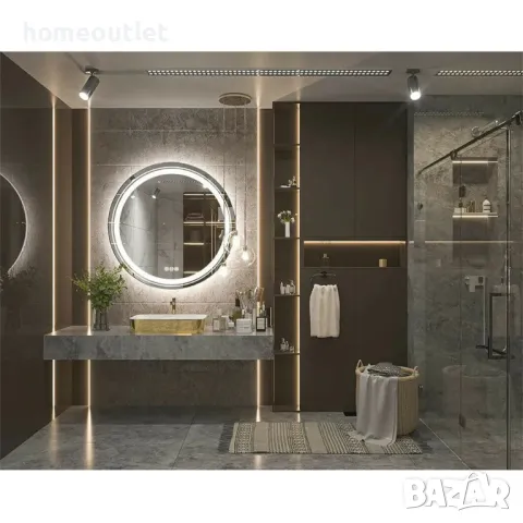 ПРОМОЦИЯ Кръгло огледало с LED осветление, 60см - LUVODI XMR-Y28-618-EU-G1, снимка 5 - Огледала - 49676941