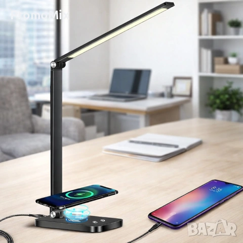 Настолна лампа с безжично зареждане Mdhand MT856 Led осветление безжично зарядно
