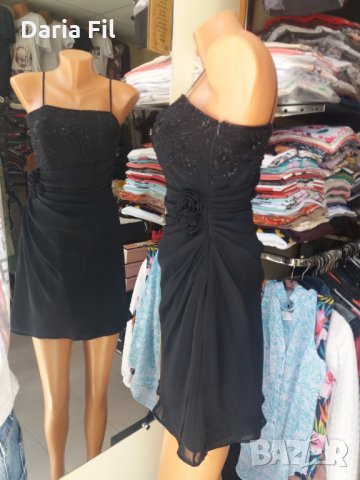 УНИКАЛНО КРАСИВА черна парти рокля размер С/М, снимка 4 - Рокли - 33408345