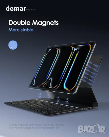 Qulose Калъф с клавиатура за iPad Air 5/4 (2022/2020) 10.9", iPad Pro 11 инча, черен, снимка 3 - Таблети - 47420907
