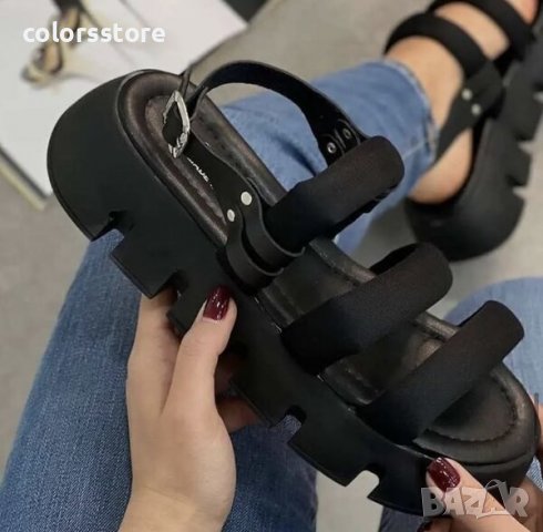 Равни сандали - черно с черно ходило - NS77, снимка 3 - Сандали - 30890128