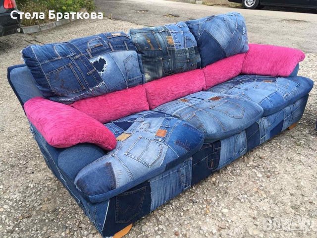 Дънкови дивани / Ръчно изработени дамаски, снимка 5 - Дивани и мека мебел - 33464969