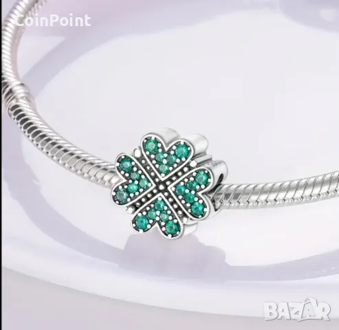 Сребърен талисман детелина 