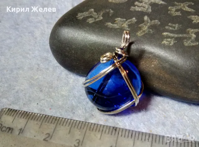 КРАСИВ СРЕБРИСТ ВИНТИДЖ СТИЛ МЕДАЛЬОН АРТ ПЕНДАНТ СИН КРИСТАЛ ХЕНД МЕЙД БИЖУ 47256, снимка 6 - Колиета, медальони, синджири - 48828846