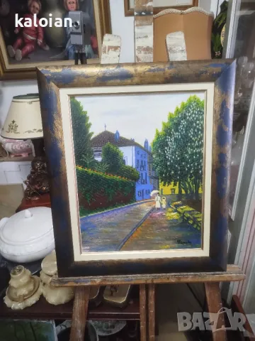 Масло на платно. Подписана испанска картина. Стилна рамка с размери от снимките. Цена 100 лв. Пълен 