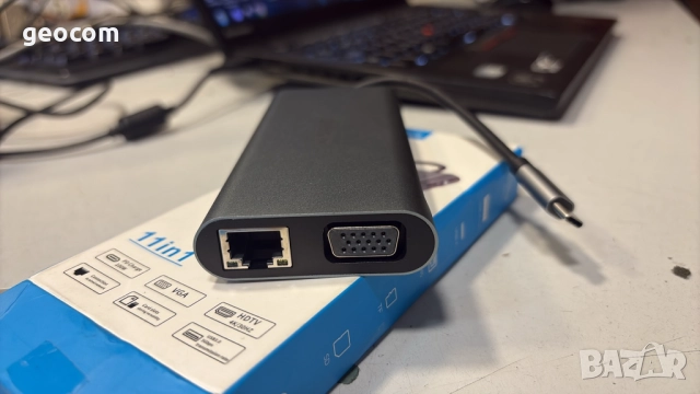 11в1 USB Type-C HUB (Нов,4K HDMI,4xUSB,SD/MMC/mSD,LAN,D-SUB), снимка 3 - Друга електроника - 52524521