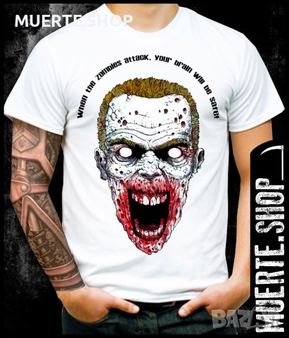 Тениска с щампа SAFE BRAIN ZOMBIE, снимка 1