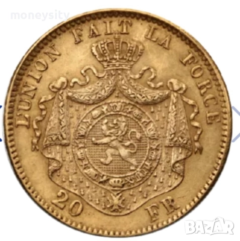 Златна монета 20 Франка Белгия, снимка 2 - Нумизматика и бонистика - 52156907