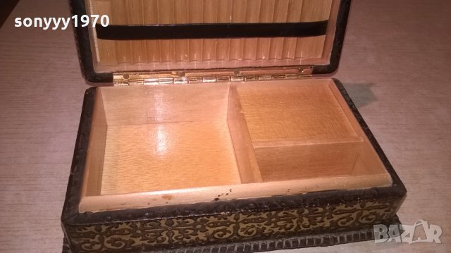 музикална кутия-19х13х7см-дърво и кожа-внос франция, снимка 9 - Колекции - 27161420
