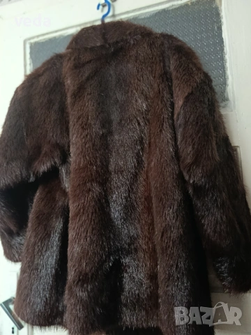 Луксозно кожено палто естествен косъм - размер L/XL, снимка 4 - Палта, манта - 53259038