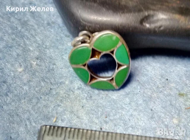 СЪРЦЕВИДЕН СКЪПОЦЕНЕН СРЕБЪРЕН ПЕНДАНТ СРЕБРО ВИСОКА ПРОБА с ЮВЕЛИРНО ШЛИФОВАН ЗЕЛЕН ЯСПИС 48965, снимка 4 - Колиета, медальони, синджири - 49122707