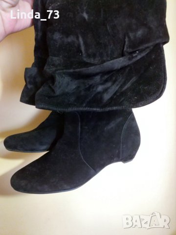 Дам.ботуши-/изк.велур/-чизми-№39-цвят-черен. Закупени от Италия., снимка 2 - Дамски ботуши - 22315371