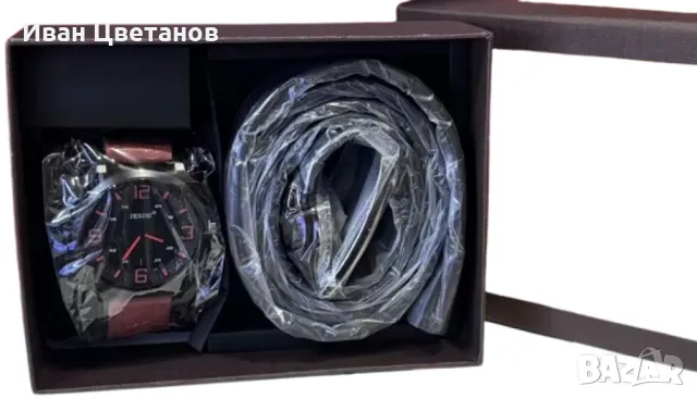Стилен мъжки комплект - Часовник и колан, снимка 2 - Подаръци за мъже - 49471884