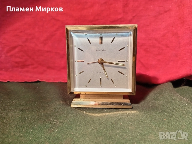 Германски бронзов будилник EUROPA, снимка 4 - Антикварни и старинни предмети - 52157189