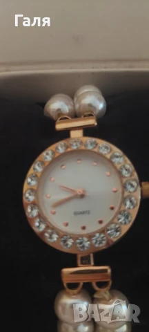 Часовник-бижу с перли и бижута с перли и естествени камъни , снимка 4 - Дамски - 51429222