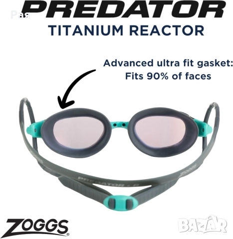 Унисекс очила за плуване Zoggs, сиви/тюркоазени/титаниеви, Reactor, снимка 3 - Водни спортове - 52532100
