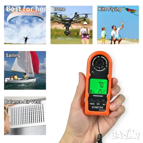 Тестер за измерване на скоростта на вятъра- анемометър BTMETER BT-816B, снимка 4 - Други инструменти - 49649985