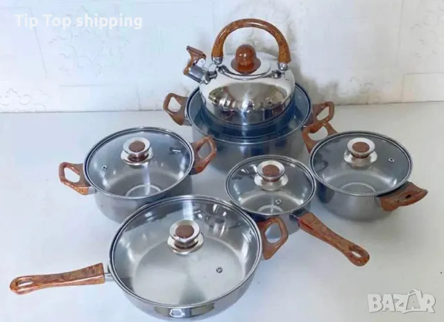 👩‍🍳 Кухненски комплект за готвене с охлаждащи дръжки – 12 части, снимка 3 - Съдове за готвене - 50370349