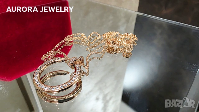 CARTIER Nail Juste un Clou Rose Gold Paved Diamonds Дамско Колие Пирон, снимка 7 - Колиета, медальони, синджири - 53238926