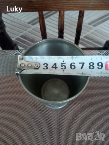 Продавам красива, антикварна чаша.Ловни мотиви.Калай.Маркирана., снимка 6 - Антикварни и старинни предмети - 43592542