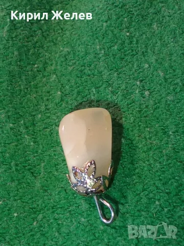 СТАР АРТ ДЕКО ПЕНДАНТ - ЛУНЕН КАМЪК РЪЧНА ИЗРАБОТКА МЕДАЛЬОН 14189, снимка 7 - Антикварни и старинни предмети - 35596765