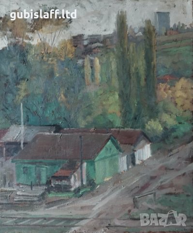 Картина, градски пейзаж, худ. Жечо Дунев (1926-1975), снимка 1 - Картини - 43274889