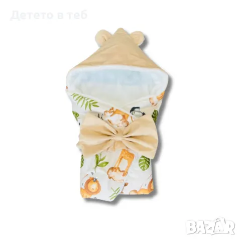 Порт бебе с качулка -Мента балони с бяла кохавлия -75/75, снимка 1