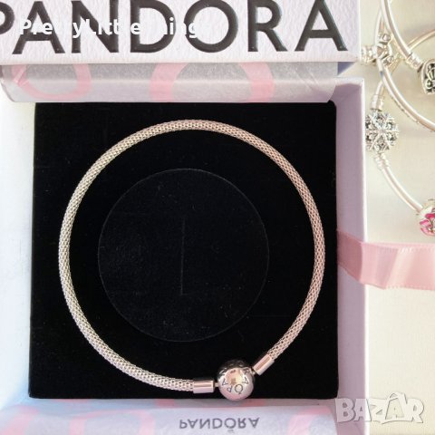 Сребърна гривна Pandora 21 см, снимка 4 - Гривни - 41386155