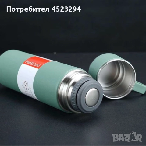 Подаръчен комплект термос с 3 чаши, зелен, розов, сив, снимка 4 - Други - 52564329