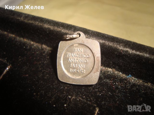 СТАРА ПОСРЕБРЕНА КАТОЛИЧЕСКА БРОНЗОВА ИКОНКА ДВУСТРАННА 21690, снимка 4 - Антикварни и старинни предмети - 32523060