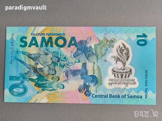 Банкнота - Самоа - 10 тала (юбилейна) UNC | 2019г., снимка 2 - Нумизматика и бонистика - 52098357