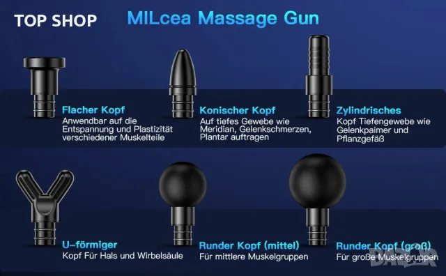Масажен пистолет MILcea Massage Gun, снимка 8 - Масажори - 49217170