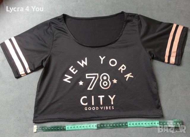 L/XL къса блузка/кроп топ с надпис NY City, снимка 8 - Корсети, бюстиета, топове - 43266825