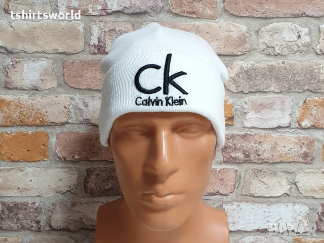 Нова зимна шапка в бял цвят на марката CK, Calvin Klein, снимка 6 - Шапки - 43280762