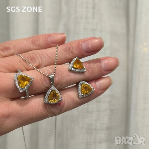 Сребърени Обеци със Цитрин от Таиланд, снимка 7 - Обеци - 51511311