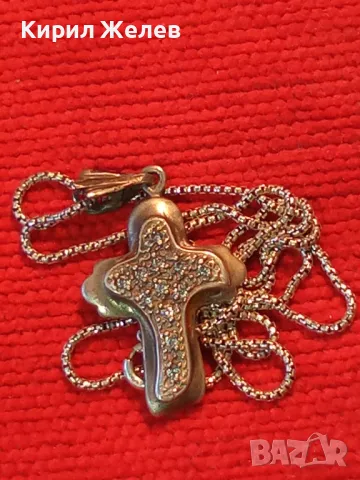 СКЪПОЦЕНЕН АРТ КРЪСТ с НЕЖНА СРЕБЪРНА ВЕРИЖКА СРЕБРО 925 с БЯЛА ПОЗЛАТА и ИСКРЯЩИ ЦИРКОНИ 29167, снимка 12 - Колиета, медальони, синджири - 50136190