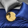Спален комплект сатен, различни размери, синьо-сив, 2 калъфки за 65х65, снимка 4