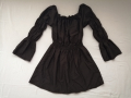 Дамска къса рокля с дълги буфан ръкави в черен цвят р-р S, снимка 13