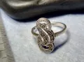 ПРЕКРАСЕН АЖУРЕН СКЪПОЦЕНЕН СРЕБЪРЕН ПРЪСТЕН СРЕБРО 925 ИНКРУСТИРАН с ИСКРЯЩИ МАРКАЗИТИ 48261, снимка 12