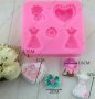 I love you сърце с розичка чанта букет 2 красива рокля силиконов молд форма декорация торта фондан , снимка 2